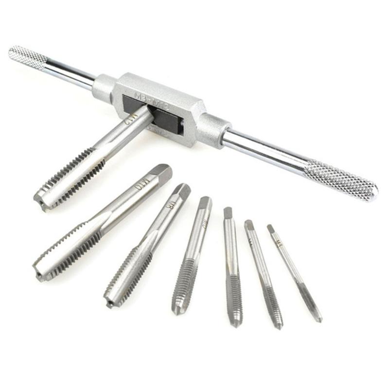 

8PCS M3-M12 Tap Set Small Tap Twisted Hand Tools Screw Thread Plugs Taps Hand Screw Taps Metal Processing Wrench Holder