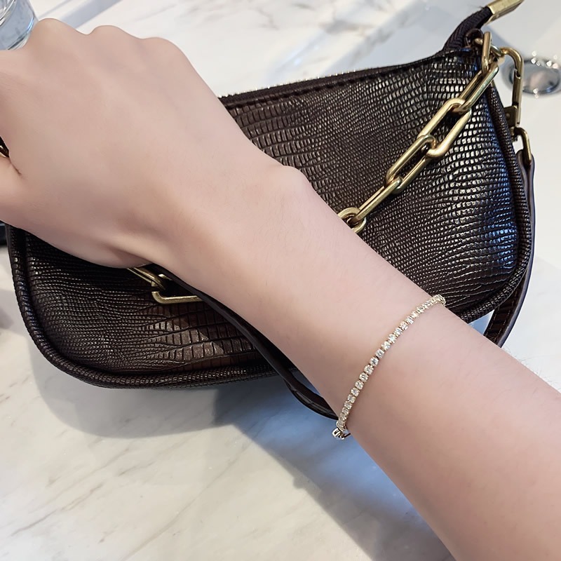 

Handmade Original Statement Cubic Zirconia Bracelet Clear Crystal Chain Bracelet for Women Hip Hop Accessories