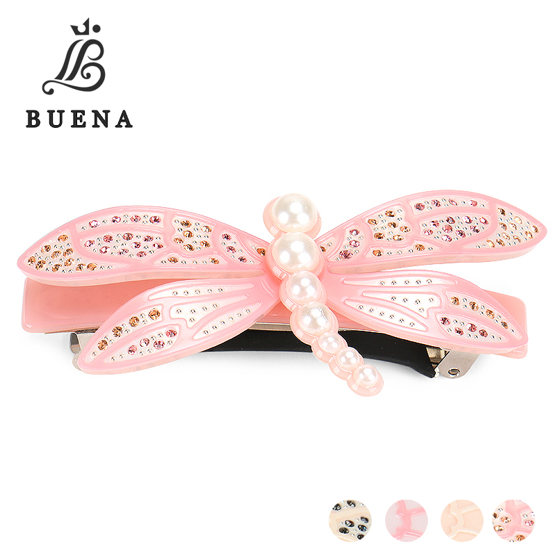

2020 New Style Dragonfly Hair Barrette Cellulose Acetate Hair Clips Pearl Clip