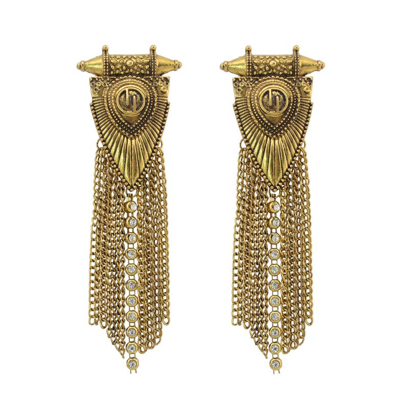 

Geometric Golden-color Handmade Ethnic Vintage women fashion earring tassel Egypt BOHO Pakistani jewelry
