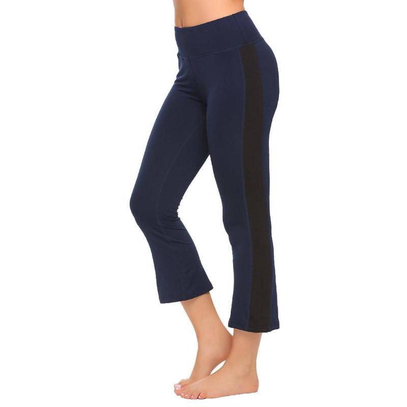 

Women Yoga Pants Elastic Mid-Waist Fitness Trousers Patchwork Breathable Slim Long Pants Female Running Sporting Yoga Tights, Dark blue
