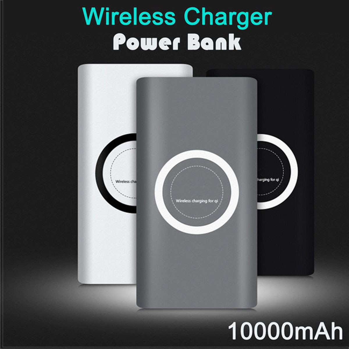 

Wireless Qi Charger 10000mAh Battery Power Bank Fast Charging Adapter For Samsung Note S8 For iPhone 8 11 X Max with Retail Box