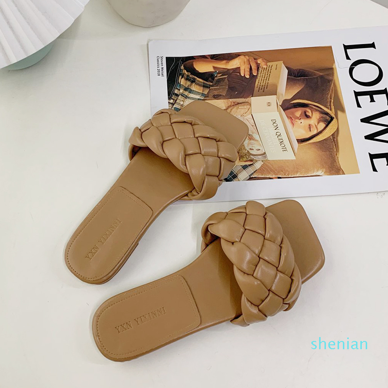 

Hot sale-Chic Women Slippers 2020 Hot Women Weave Slippers Fashion Leisure Shoes Charm Simple Slip-on Office, Blue