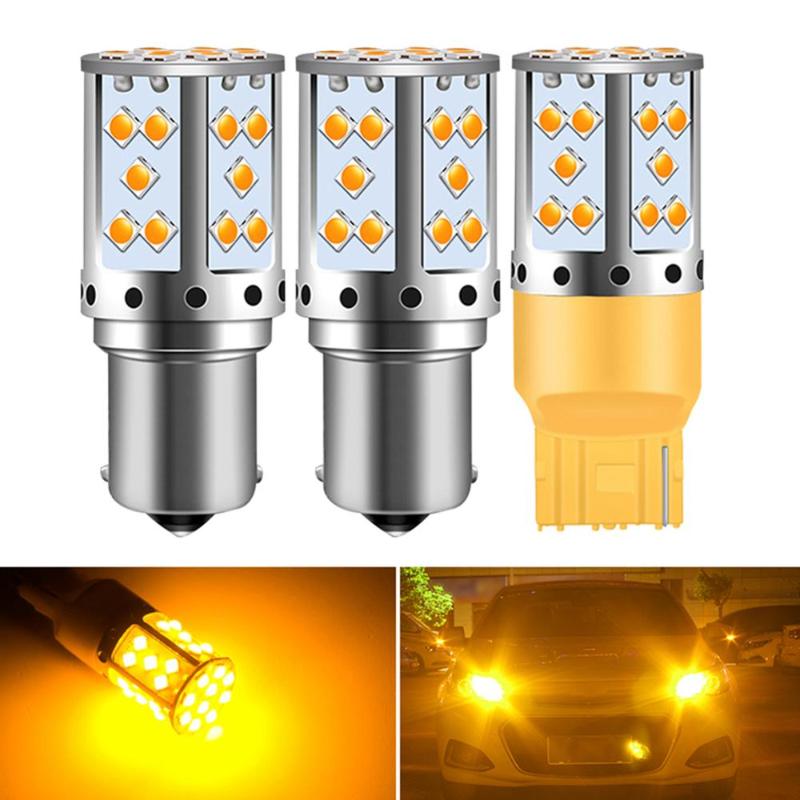 

2pcs 12V Auto 6000k White Amber 11156 BAU15S PY21W BA15S P21W T20 7440 WY21W LED Bulb 3030 35-SMD chips Car Turn Signal Lights, As pic