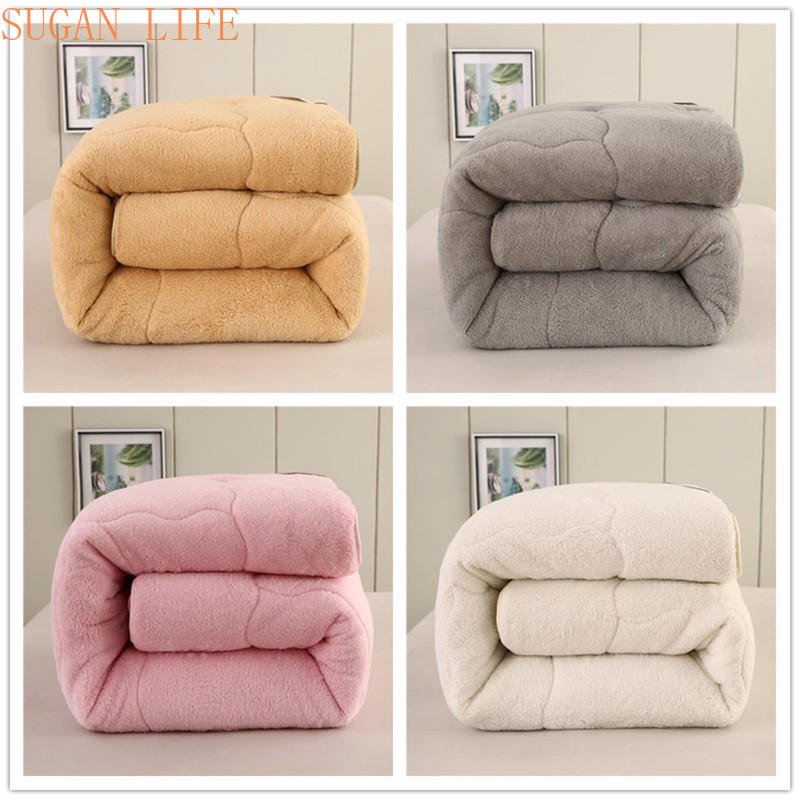 

Quilts cotton patchwork duvets Australian lambs wool Warm comforter camel quilt Thicken warm duvets winter comforter patchwork, White