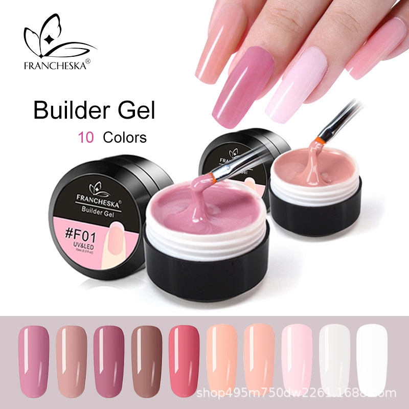 

15ml Nail Art Camouflage Gel Builder Gel Quickly UV Builder Soak Off Nail Extension Jelly Poly 10Colors Clear Pink white