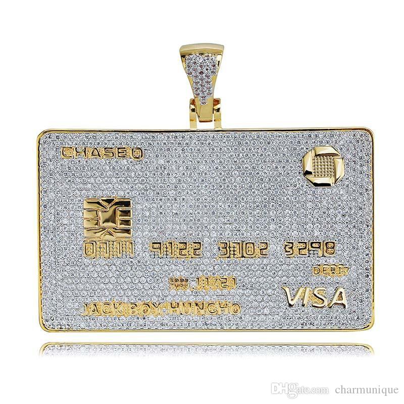 

2019 Newest Europe and America VISA VIP card shape personality hip hop necklace with high quality Zircon Pendant unisex necklace wholesale