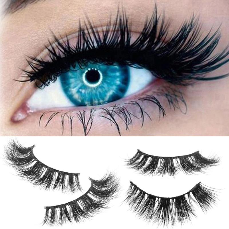 

1 Pair 3D Natural Thick False Fake Eyelashes Eye Lashes Makeup Extension Natural Faux Mink Lashes Fluffy Strip Eyelashes L58