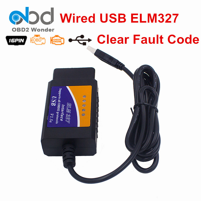 

20 Pcs/Lot Plastic USB ELM327 OBD 2 V1.5 Interface ELM 327 OBDII Auto Code Reader Universal ELM327 OBD2 Car Scanner For PC