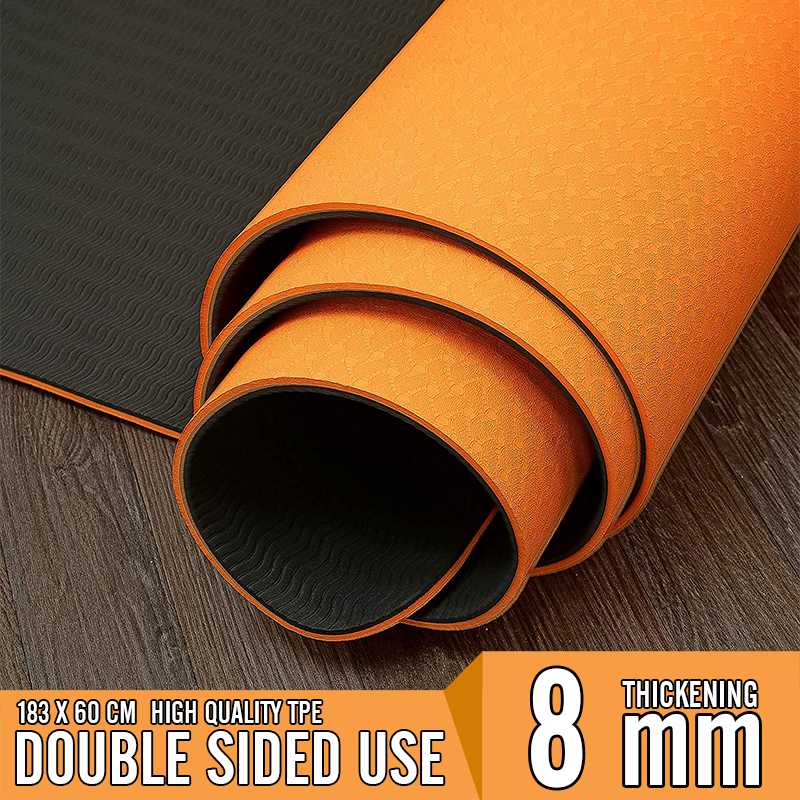 

Yoga Mats 183x600x8mm Thick Double Color Non Slip TPE Quality Exercise Sport Pilates Mat For Men Fitness Gym Home Tasteless Pad, Red