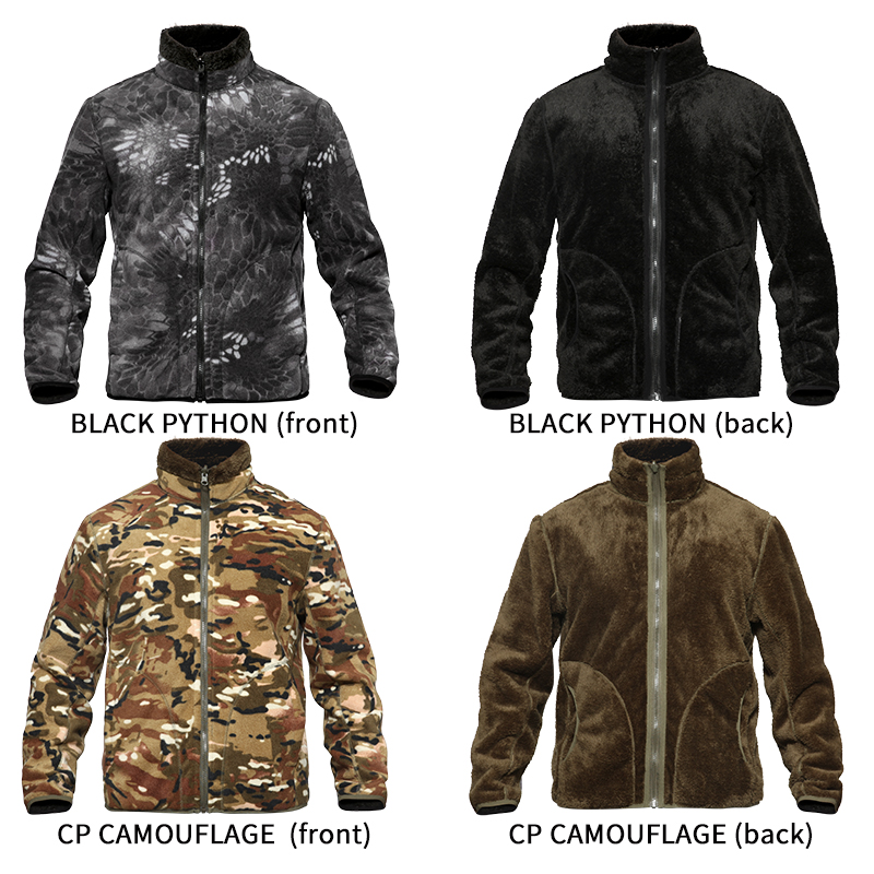 

Outdoor sport hiking men fleece jacket Thermal winter Double sided wear Thick fleece cardigan camouflage liner tactical jacket, Black