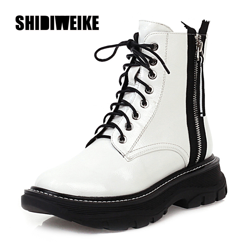 

Ankle boots For Women Ladies pu Leather Ankle Boots Shoes Winter Fur Lining Female Motorcycle Shoes Women V262, Black