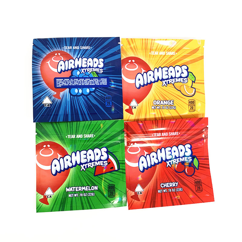 

Airheads Xtremes Candy Bags 400mg Airheads edible packaging smell proof bags warheads skittles edibles empty candy mylar bags