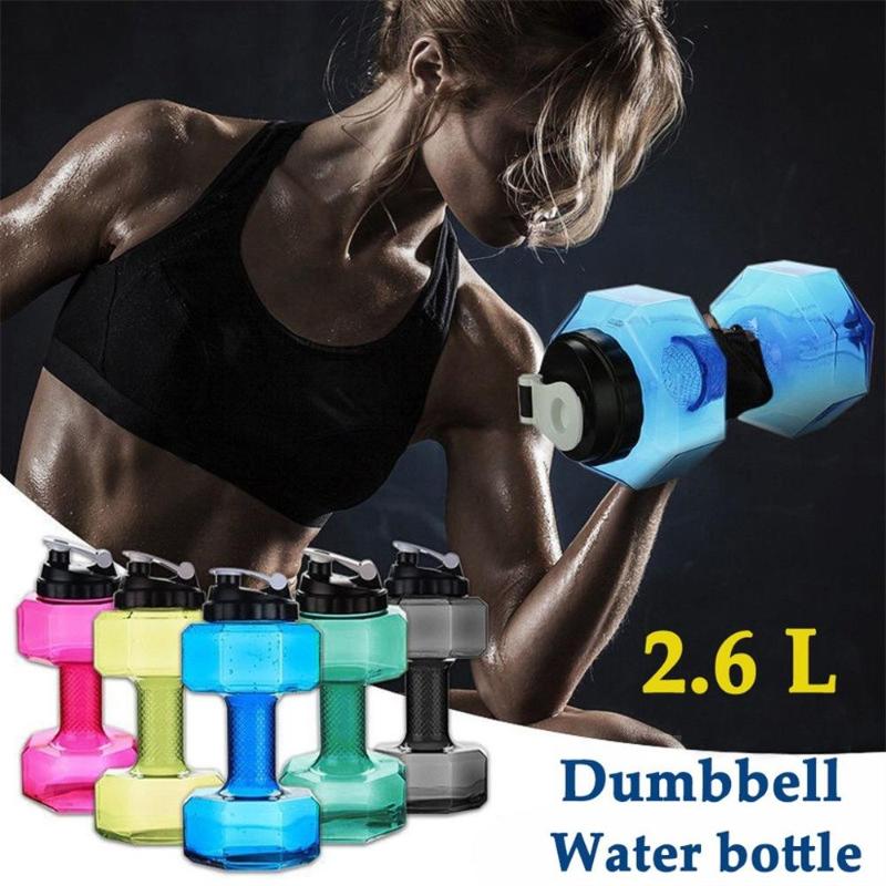 

2.6 L Dumbbells Large Water Bottle Free Sports Running Fitness Kettle Gym, Red
