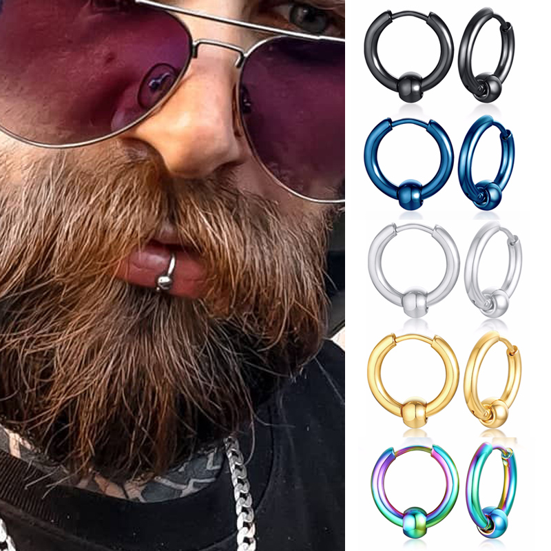 

BEAD CIRCLE SEPTUM AND LIP PIERCING FOR MEN STAINLESS STEEL EARRING MEN JEWELRY