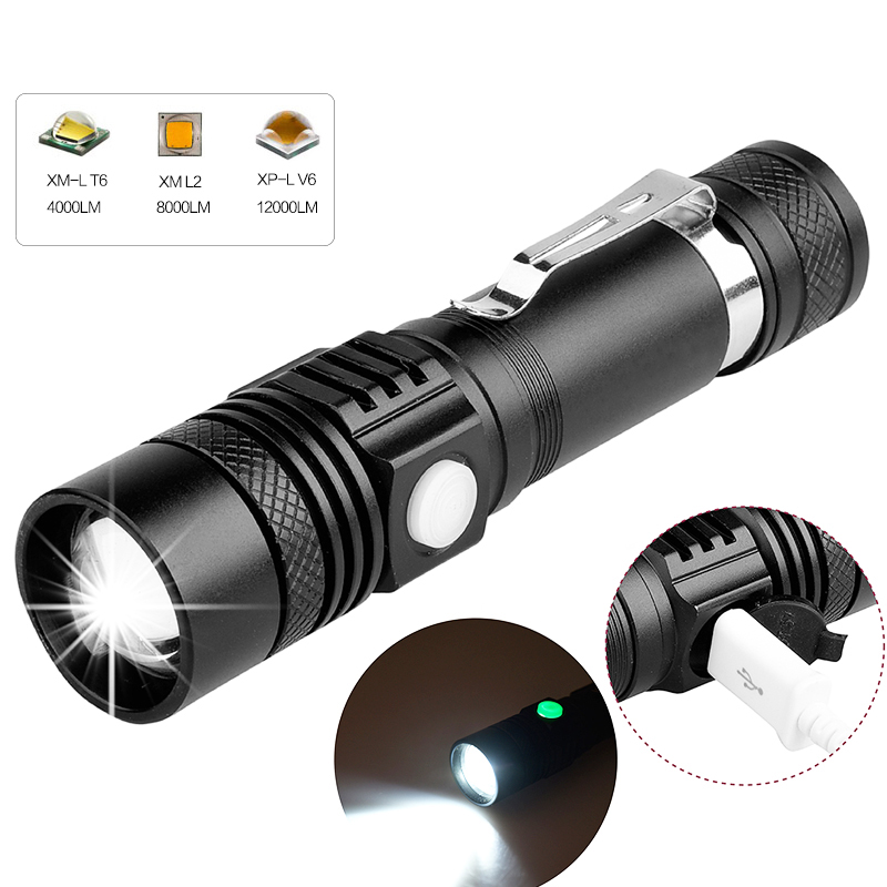 

6200LM Super Bright Led USB linterna led torch T6/L2/V6 Power Tips Zoomable Bicycle Light 18650 Rechargeable
