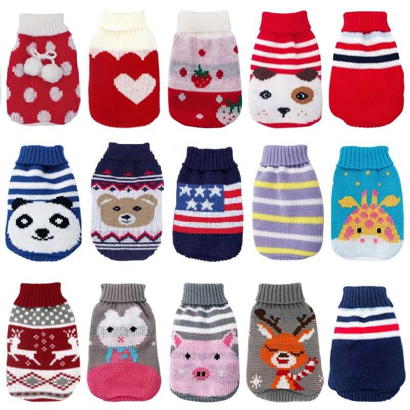 

Christmas Cartoon Dog Clothes Warm Cat Sweater For Small Dogs Sweater Pet Clothing Coat Knitting Crochet Cloth Jersey Perro 30S1, Pink