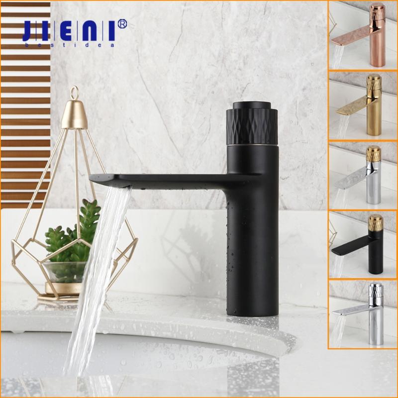 

JIENI Matte Black Bathroom Metered Faucet Solid Brass Wash Basin Sink Tap Mixer Faucet Deck Mounted 6 Color Choices Chrome Gold