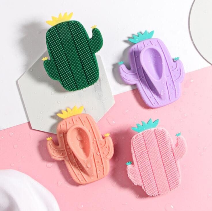

Face wash and bath brush Silicone soft beauty facial cleansing instrument face wash artifact Pore cleaning brush pineapple cactus brush