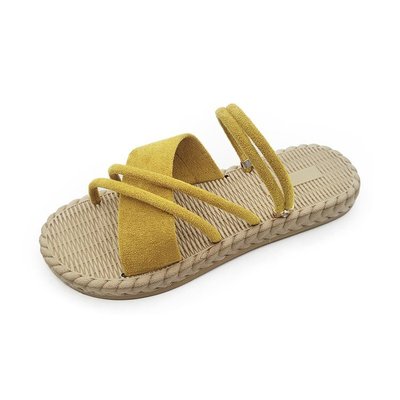 

2020 summer new fashion all-match Rome flat two wear large size sandals, Beige