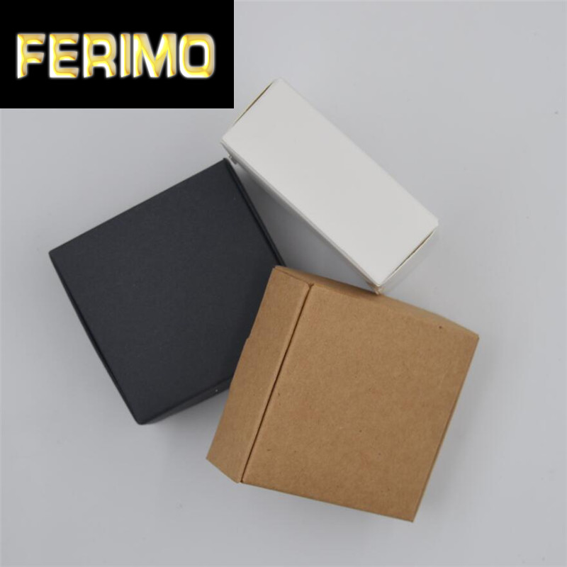 

150pcs 6.5x6x2cm Craft Paper Box Black Kraft Present Box White Cardboard Gift Boxes Christmas Candy Wrapping Supplies