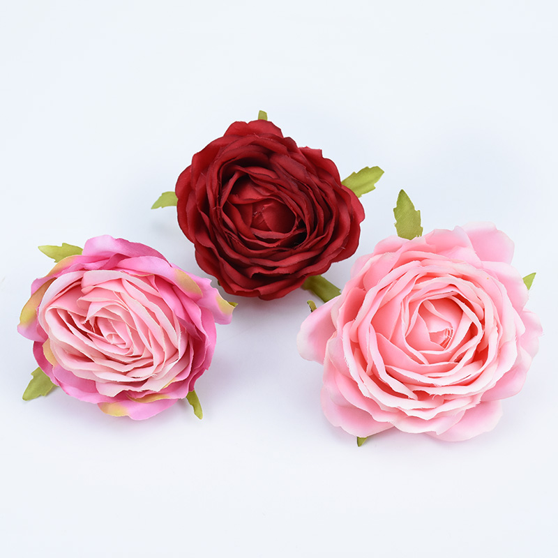

50/100 PCS High grade silk roses head vases for decoration artificial plants fake flower for DIY scrapbooking wedding home decor