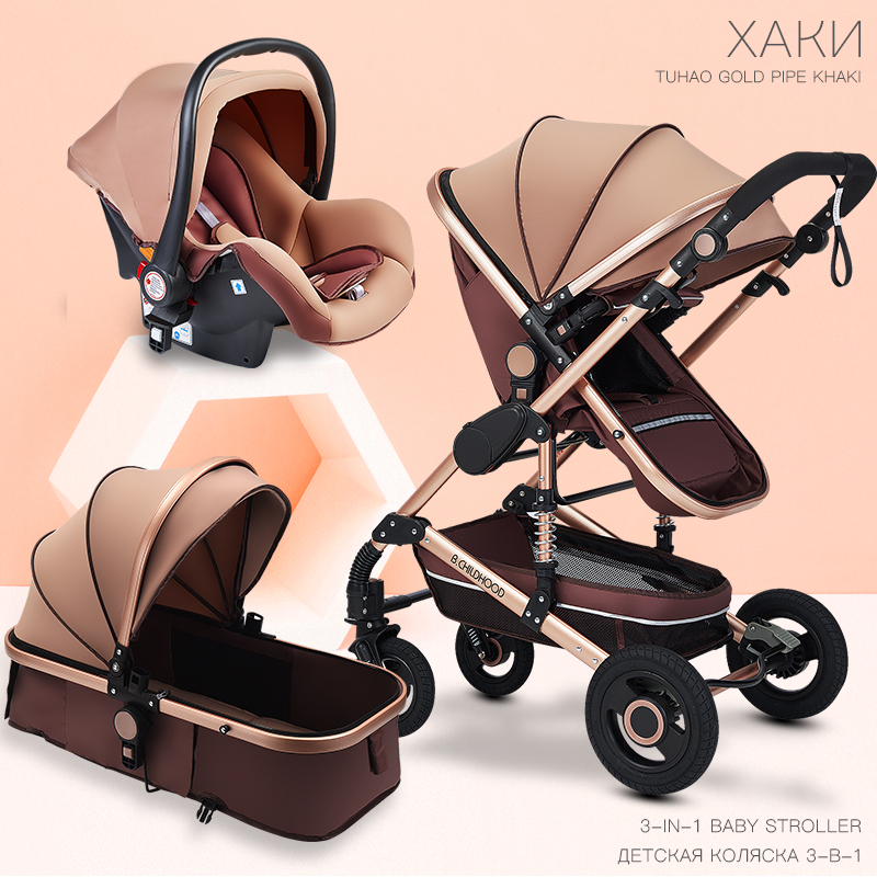

High landscape three-in-one baby stroller can sit reclining four-wheel absorber folding luxury newborn stroller