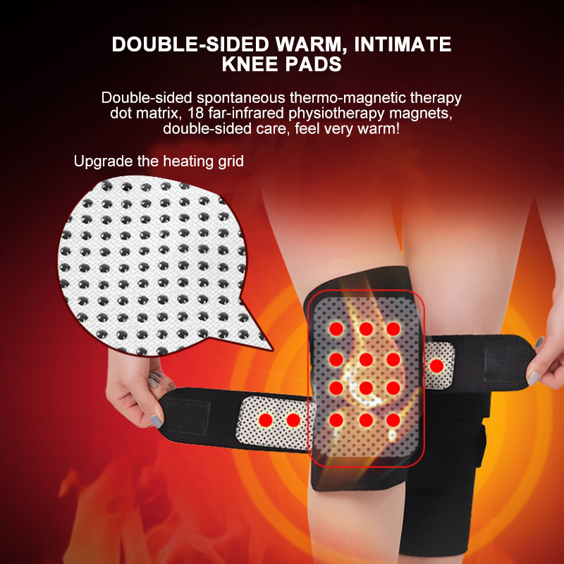 

1 Pair Tourmaline Self-heating Knee Protector Magnetic Therapy Knee Protective Belt Arthritis Brace Supports, Black