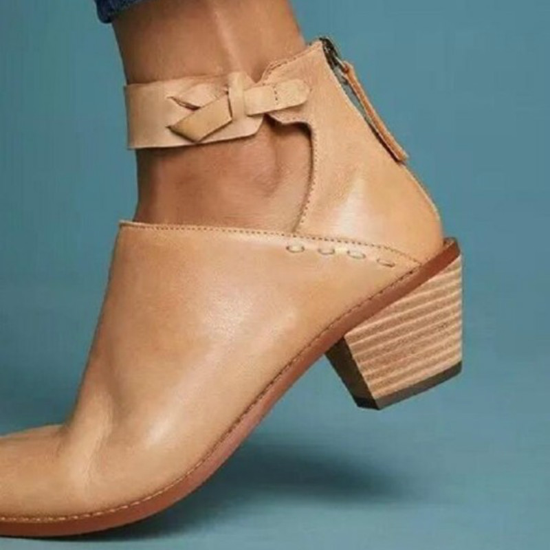 

Women Faux Suede Boots Daily Chunky Heel Zip Shoes Breathable Female Comfortable Shoes New Spring PU Leather Boot, Blue