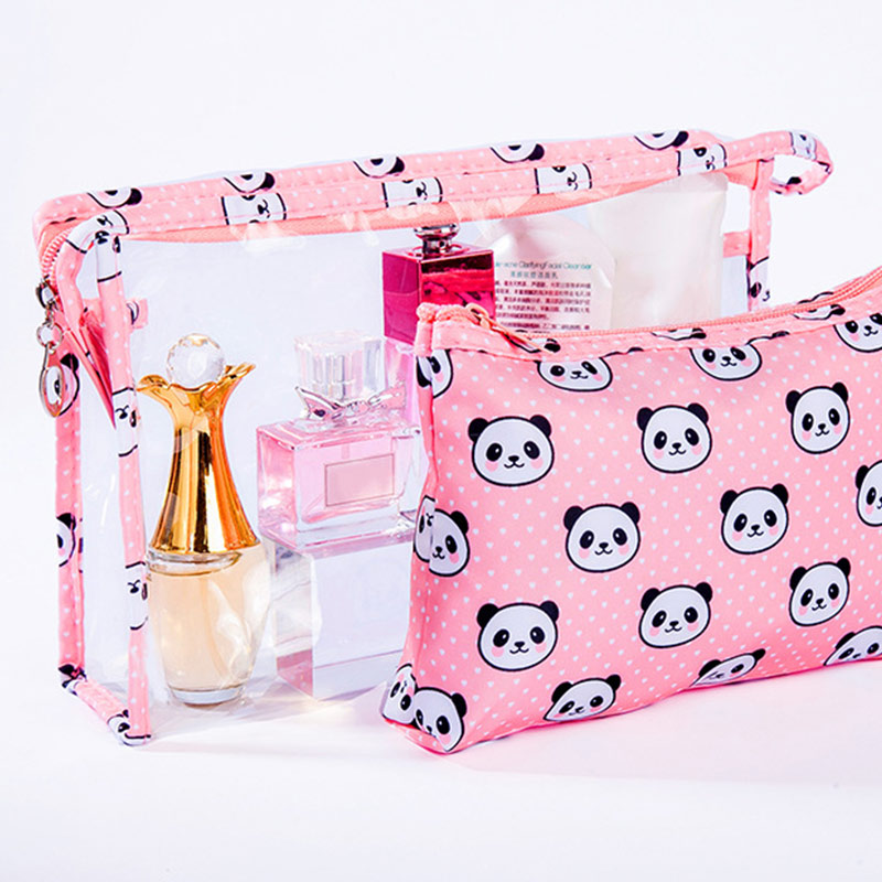 

2pcs Portable Travel Cosmetic Bags Makeup Organizer Large Capacity Printed Toiletry Pouch Purse 2020 Fashion Women Makeup Bag