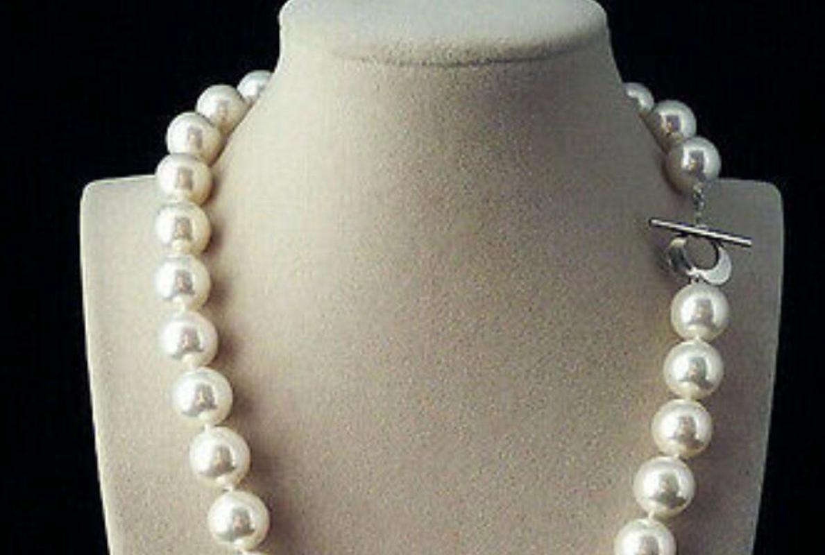 

Fashion Natural 14mm White shell pearl necklace 18" 36