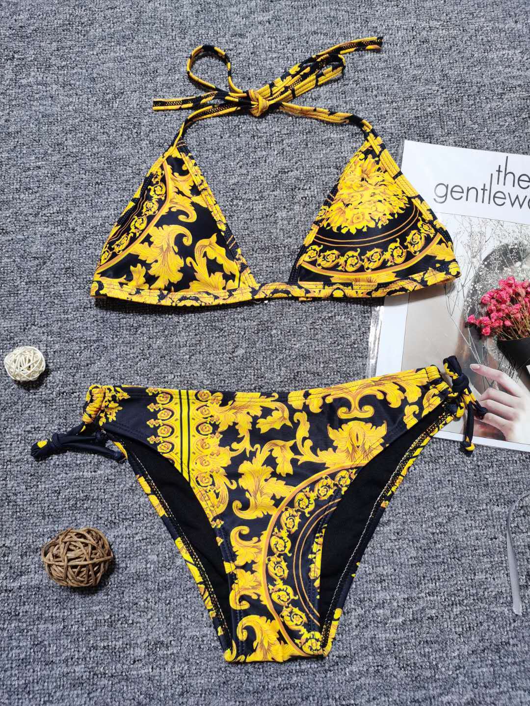 

Retro Designer Bikinis Padded Push Up Women's Swimwear Outdoor Bandage Beach Swimsuit Indoor Bathing Wear Free Shipping