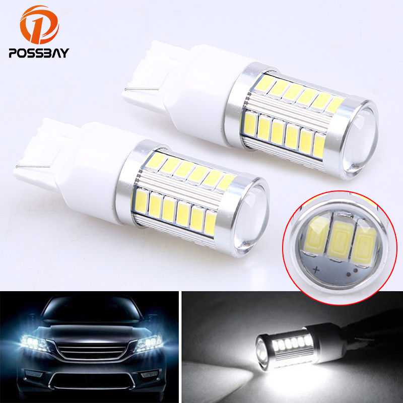 

POSSBAY T20 W21W 7440 7443 33SMD 5730 White LED Car Turn Signal Fog Lamps Brake Lights Bulb Canbus Daytime Running Light, As pic