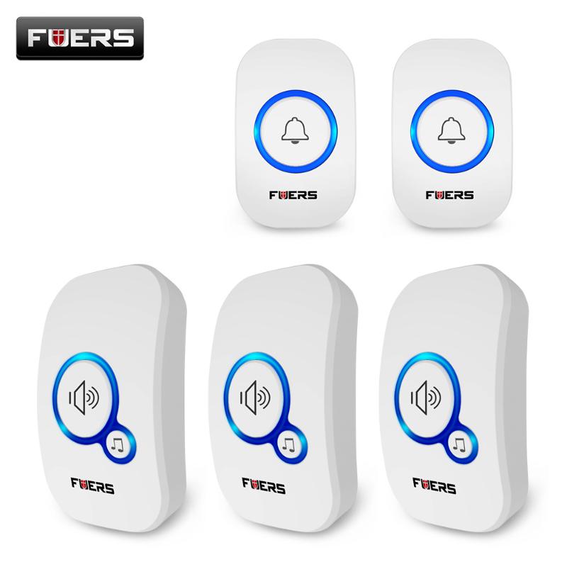 

2020 FUERS Home Wireless Doorbell 32 Tunes Welcome Chime Doorbell Store Ring EU UK US Plug Cordless Waterproof Button