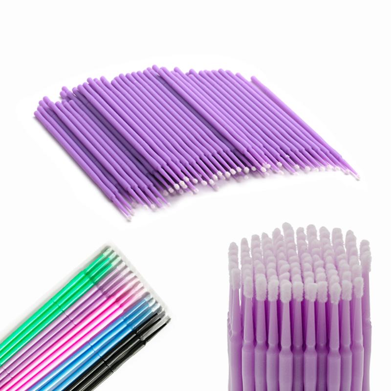 

100 PCS Disposable Micro Eyelash Brushes Cotton Swab Mascara Applicator Brush Lashes Extension Applicator Makeup Removing Tools