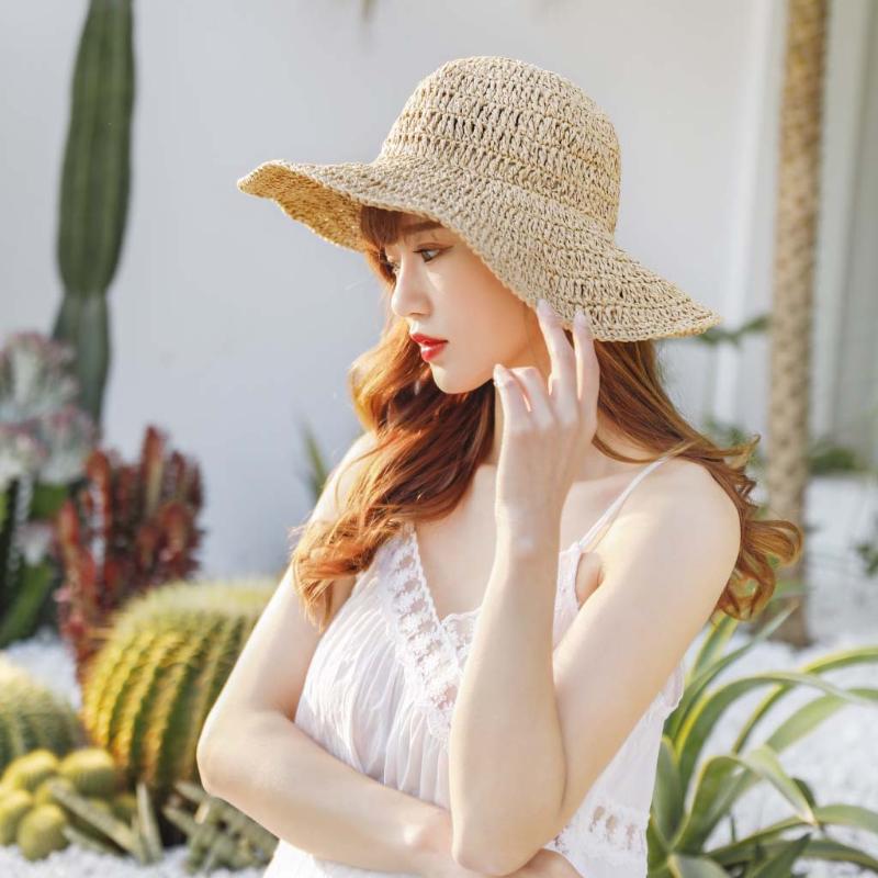 

Hot Unisex Women Men Fashion Summer Casual Trendy Beach Sun Straw Hat Cowboy Hat Cap Outdoor Travel Sun Hats P3, Khaki