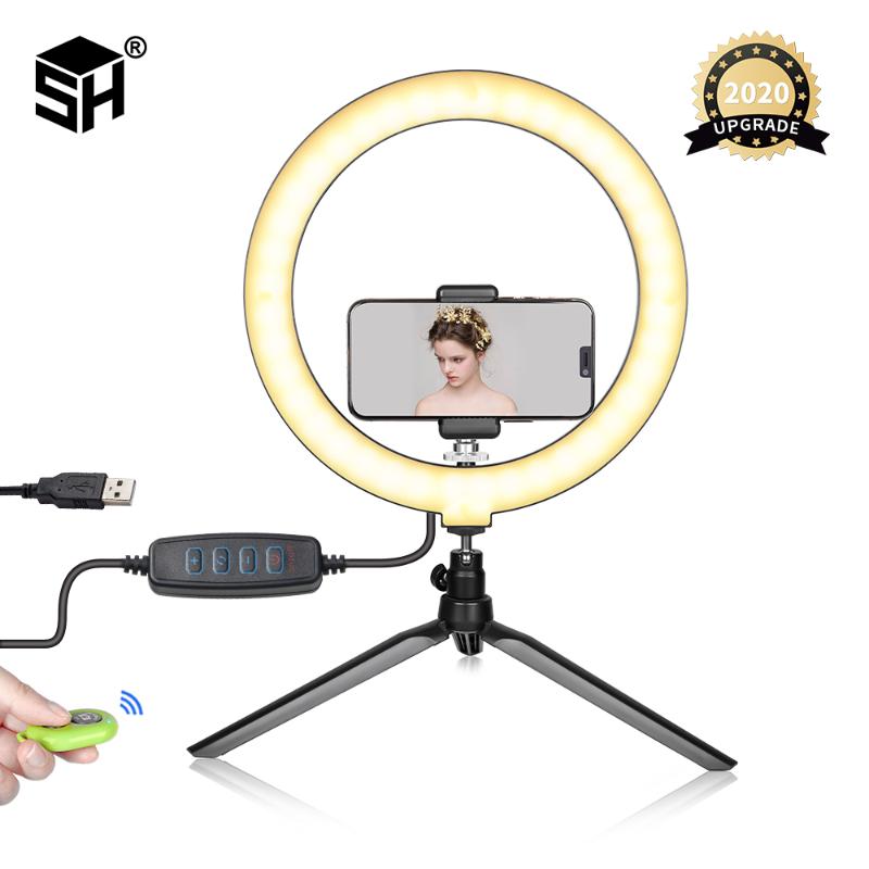 

LED Ring Light 10inch/26cm Photography LED Video Light With Tripod and Phone Holder For YouTube Makeup Video USB