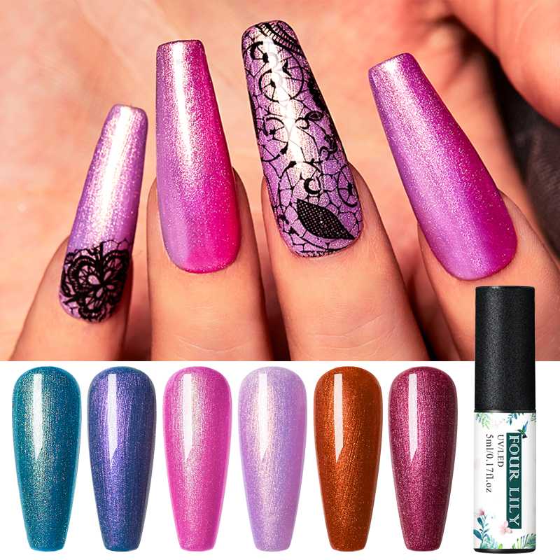 

FOUR LILY 5ml Sparkling Glitter Nail Gel Polish Mermaid Neon Gel Soak off Bling UV LED Lacquer Varnish Shinning Manicure, Ys06580