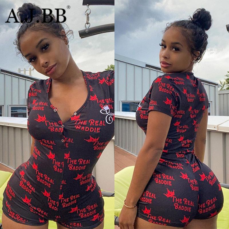

New casual letter print tight Jumpsuit fashion slim fit o-neck short sleeve women' T-shirt and shorts, Black