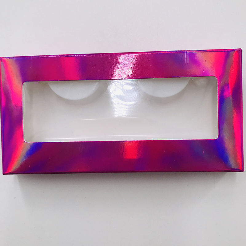 

Hot pink holographic Lashes Box with eyelash tray 3D Mink Eyelashes Boxes Fake False Eyelashes Packaging Case Empty Eyelash Box