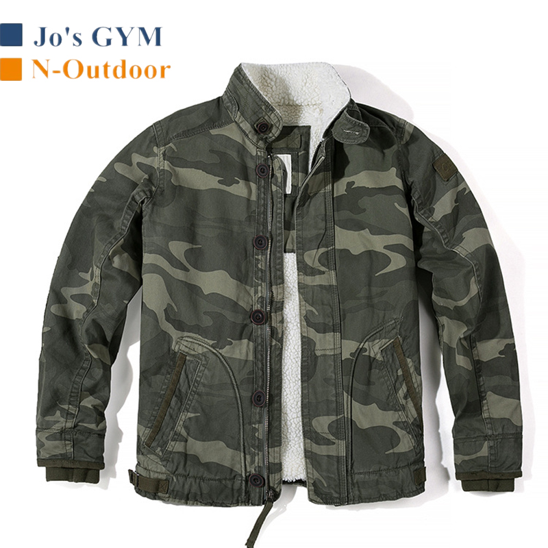 

Camouflage Men' Jacket Thicken Warm Velvet Standing Collar Cotton Jackets Casual Comfortable Wild Autumn Winter Outdoor Coats, Army green
