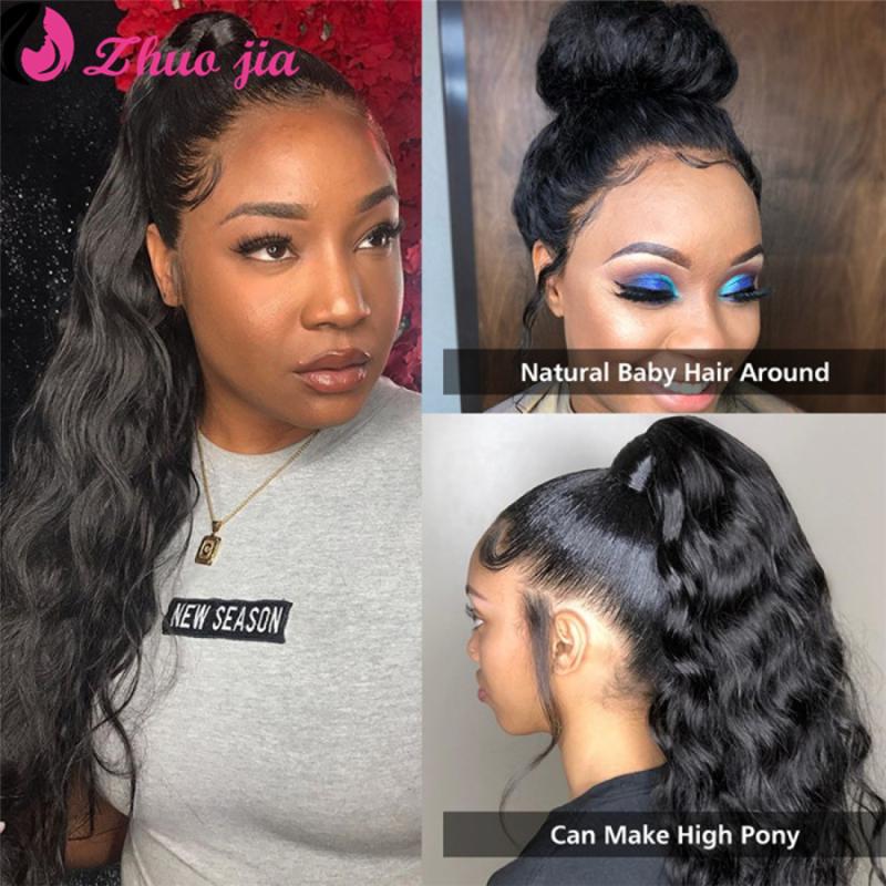 

250% Density 360 Full Lace Wig Human Hair Pre Plucked Loose Deep Wave Brazilian Hair Wigs 30 inch 360 Lace Frontal Wig ZHUO jIA, Natural color