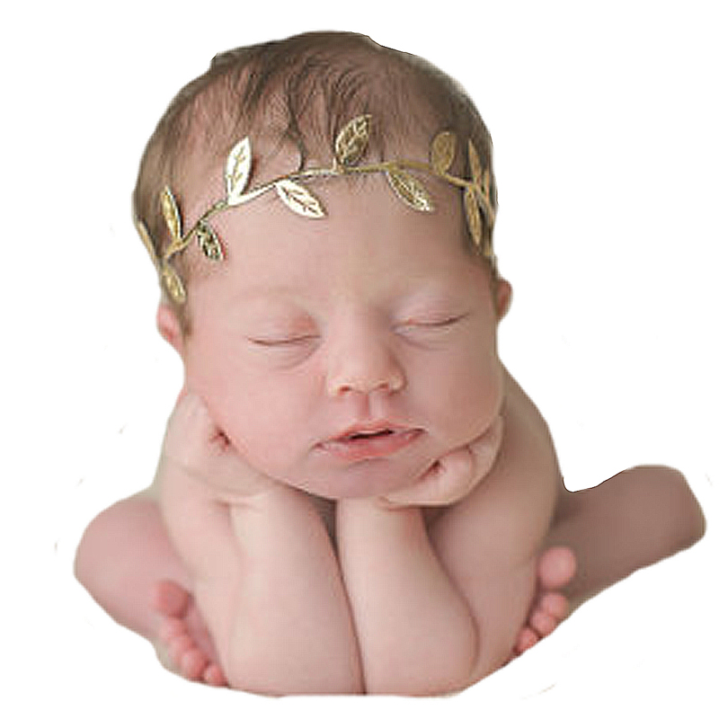 

Novel Newborn Baby Girls Gold Leaves Headbands Infant Headwear Kids Hair Accessories Toddlers Headdress Photo Props