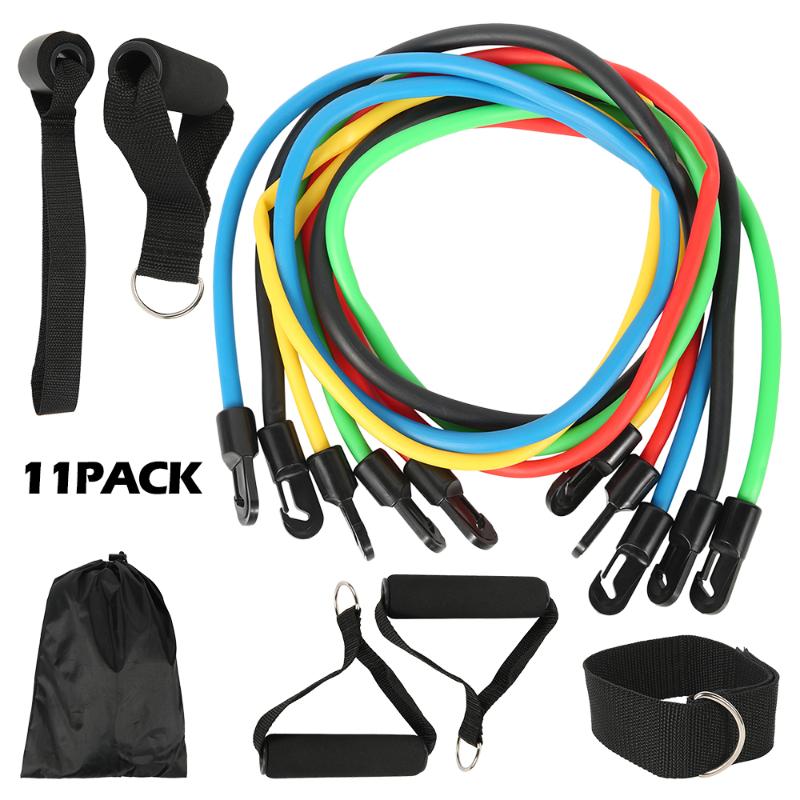 

11pcs Fitness Pull Rope Latex Fitness Exercises Resistance Bands Body Workout Gym Equipment Elastic Exercises Pull Rope