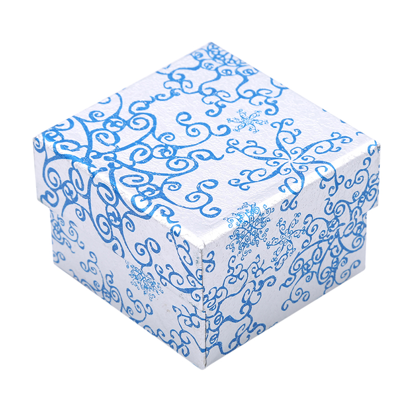 

1 Piece Jewelry Box Wholesale Blue White Flower Pattern Ring Earrings Boxes Gift Packaging Display