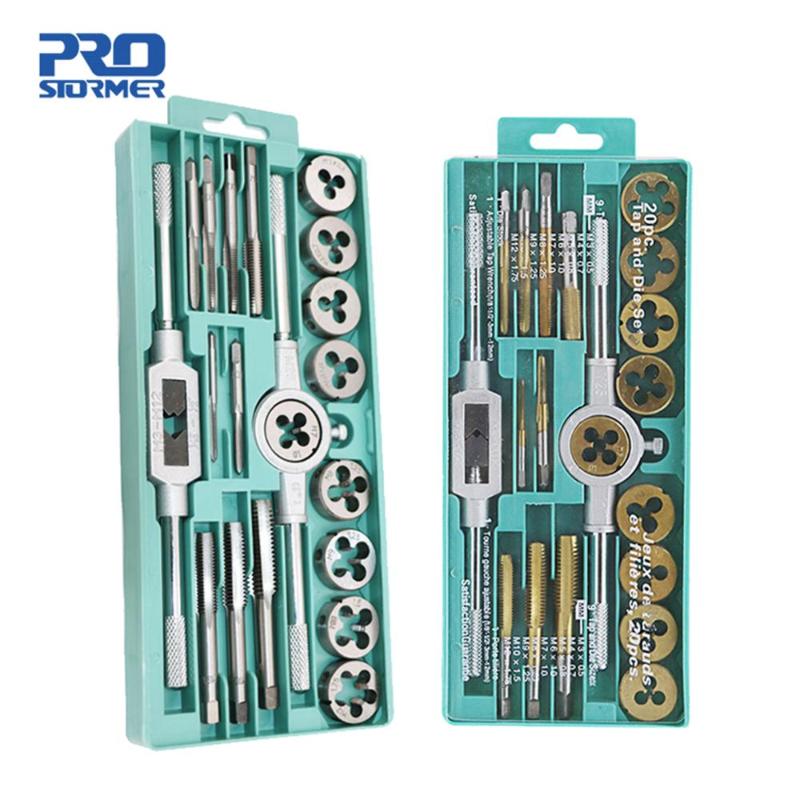 

20pcs Tap And Die Set Hand Tools Metric Thread Tap And Die Adjustable M3-M12 Wrench By PROSTORMER