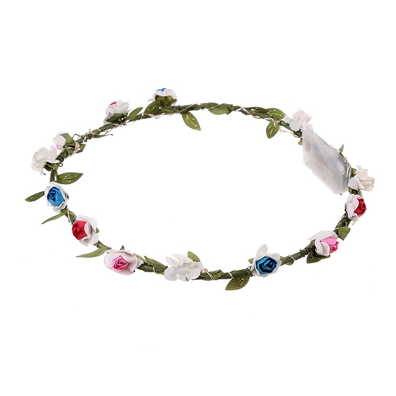 

50pcs LED Light Beach Girl Wreath Rose Flower Headband Luminous Garland Wedding Supplies Free Shipping wen6653, Red