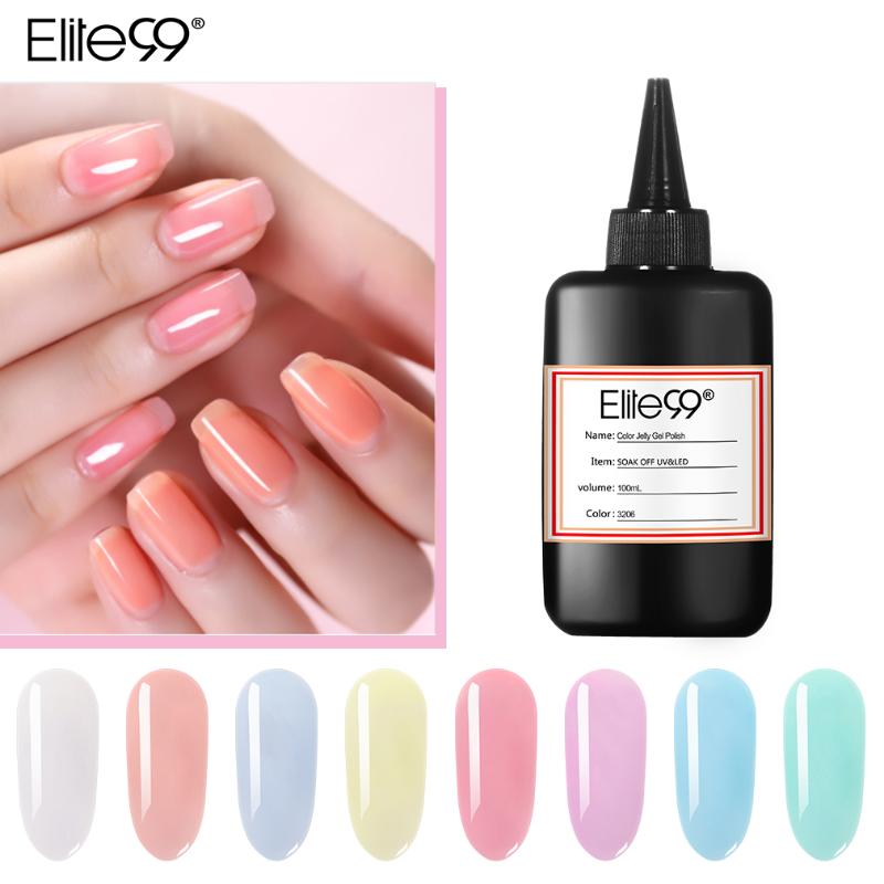 

Elite99 100ML Color Jelly Gel Semi-transparent White Pink UV LED Nail Varnish Primer Gel Polish Manicure Color UV Nail Polish, 3403-30ml