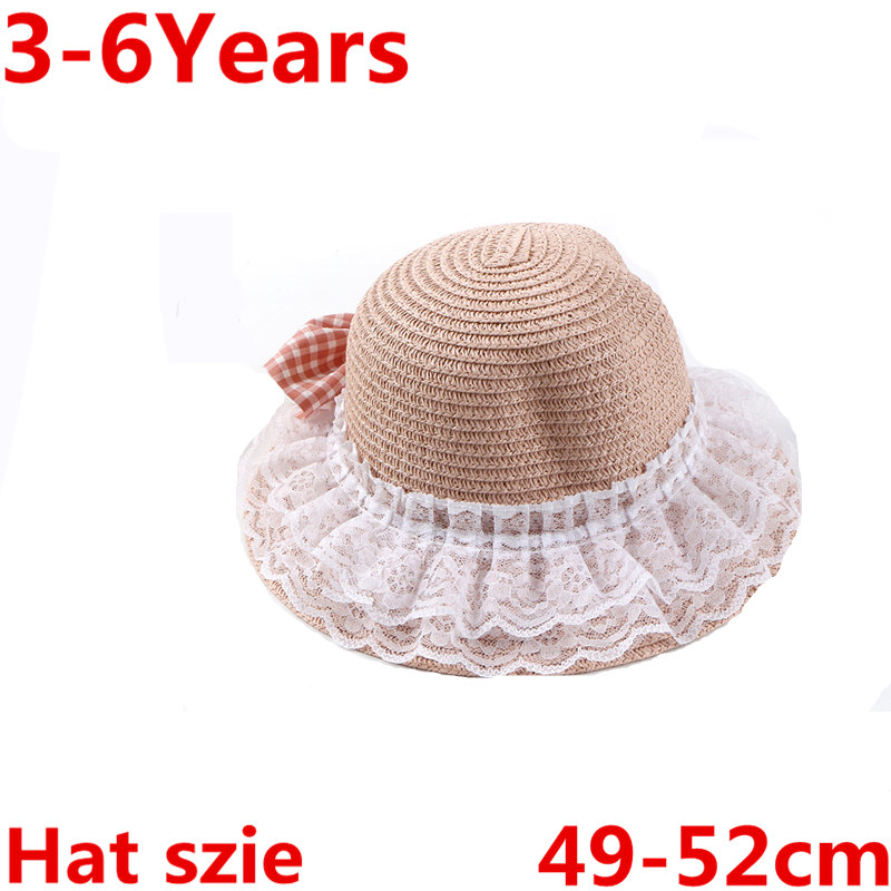 

kapelusz Parent-child Girl Cute Bow Sun Hats Women's Straw Beach Hat with Wide Brim Ladies Shade Hat Summer Sun Protection, Khaki