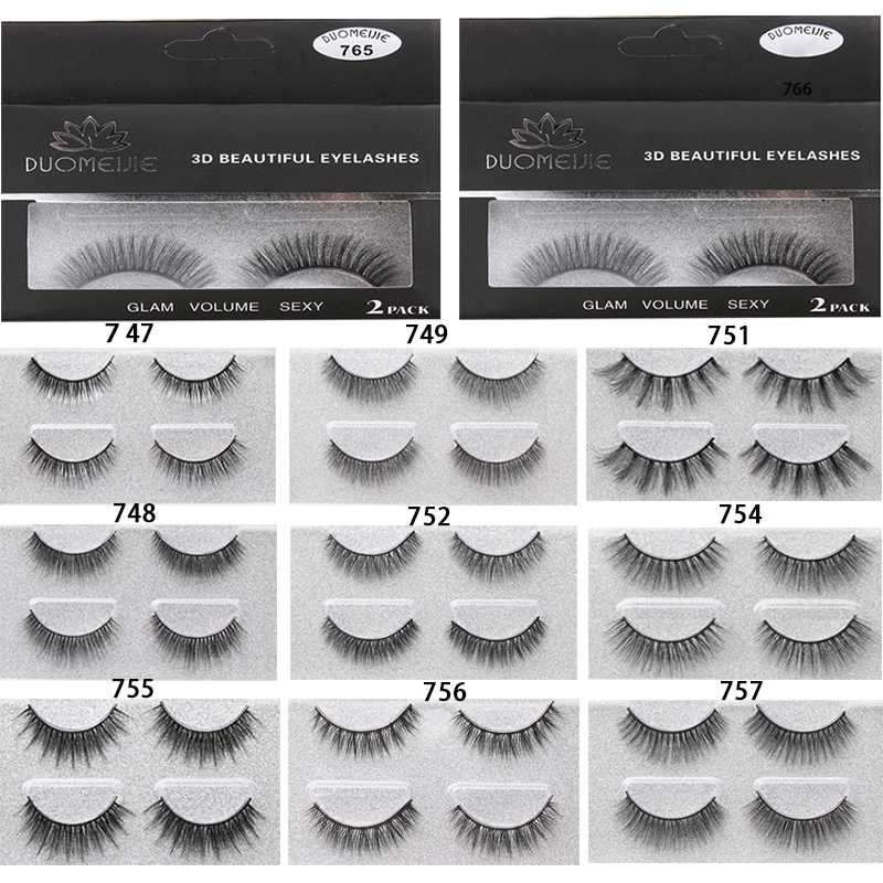 

AY 2020 2Pairs Mink Eyelashes Natural/Thick 3D mink Faux Lashes Natural False Eyelash HandMade Eyelashes Woman Makeup Tools